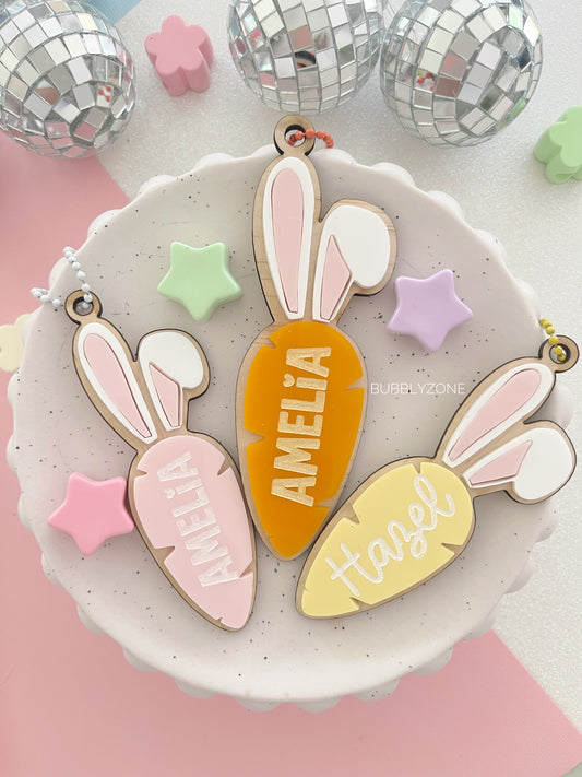 Personalized Bunny Carrot Easter Basket Tag