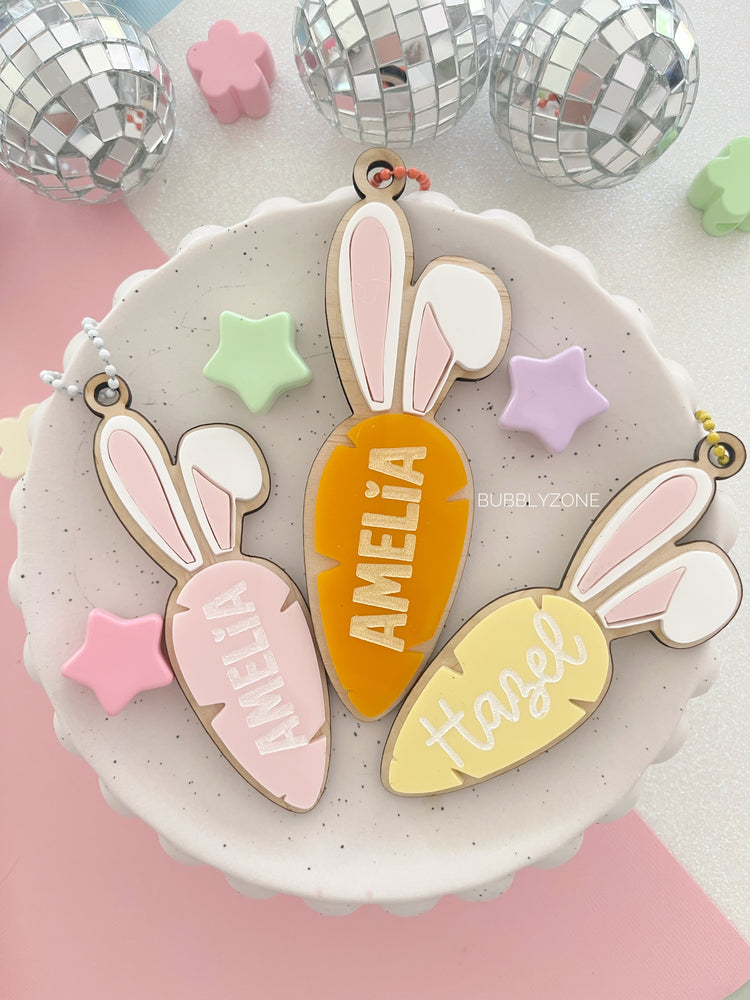 Personalized Bunny Carrot Easter Basket Tag