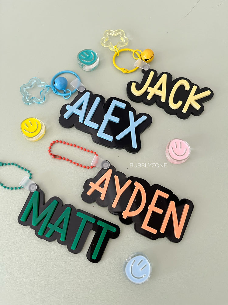 Personalised Kids Acrylic Bag Tag (Block Letters)