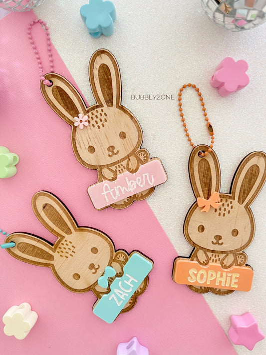Personalized Wooden Bunny Name Tag for Easter Basket