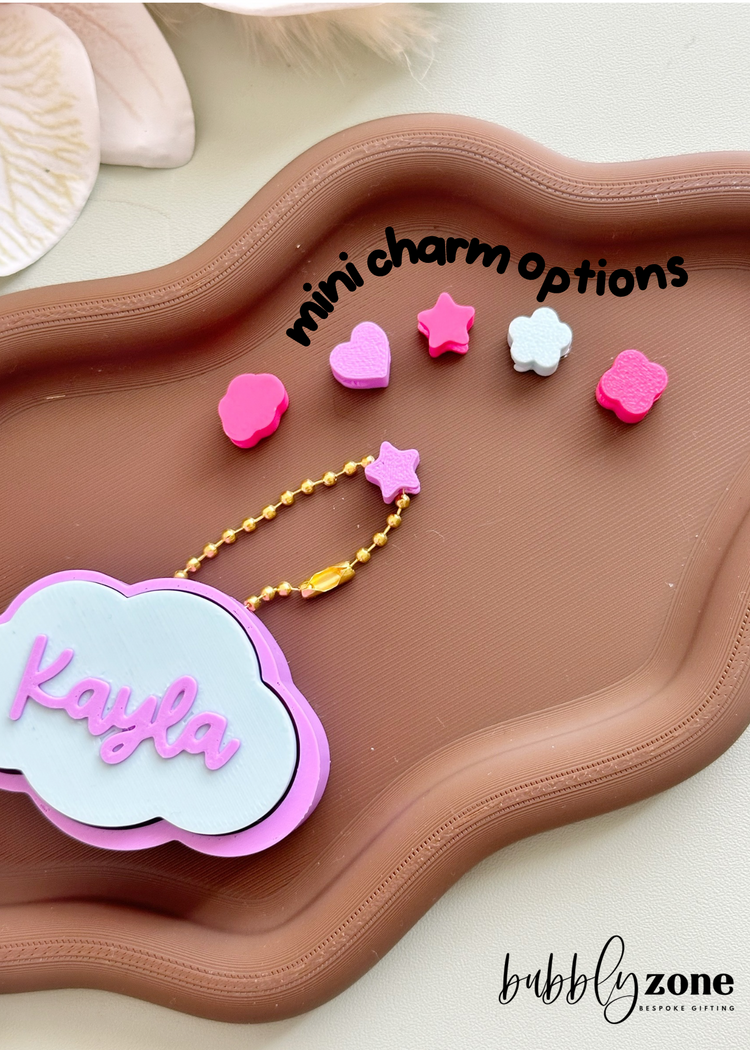 Personalised Cloud Clicker Keychain | Fidget Bag Charm with Name