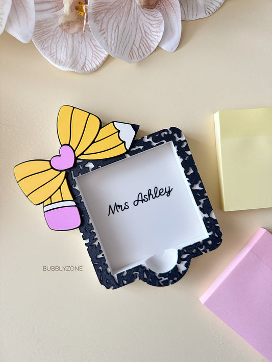 Custom Pencil Bow Sticky Note Holder