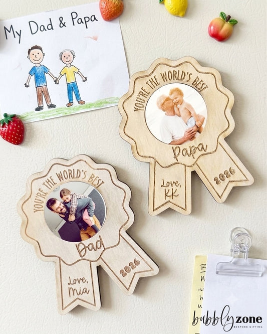 Personalised Father's Day Ribbon Photo Magnet