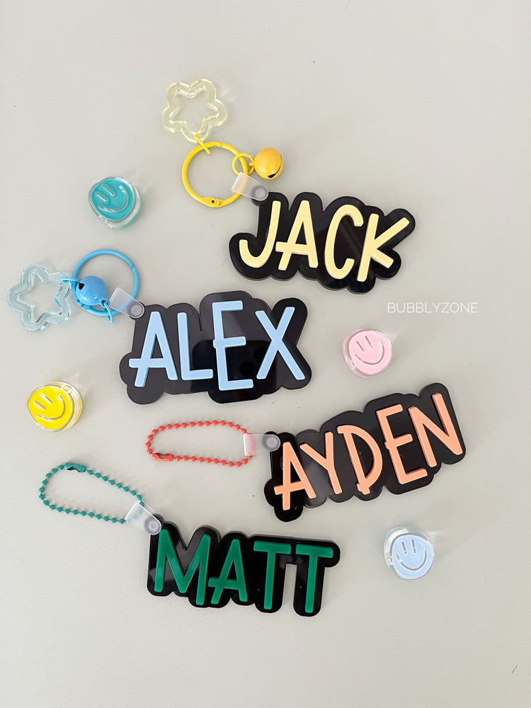Personalised Kids Acrylic Bag Tag (Block Letters)