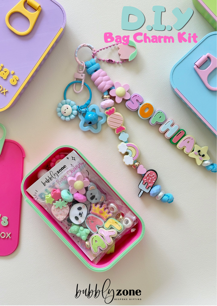 D.I.Y Personalised Name Bag Charm Kit/ Kids Craft Birthday Gift