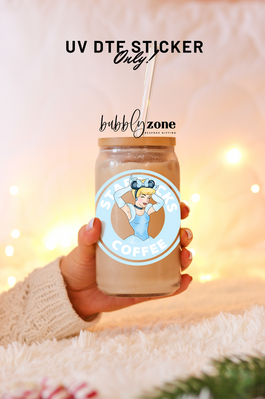 Disney Princess Starbucks Coffee- Cinderella UV DTF Sticker