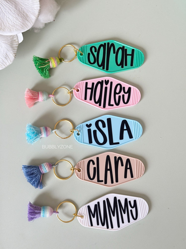 Personalised Square Jewellery Case with Vintage Motel Keychain