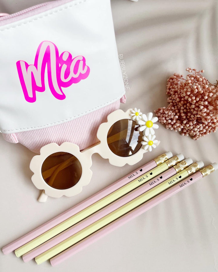 Personalized Kids Gift Set: Sunglasses, Pencil Case & Engraved Pencils