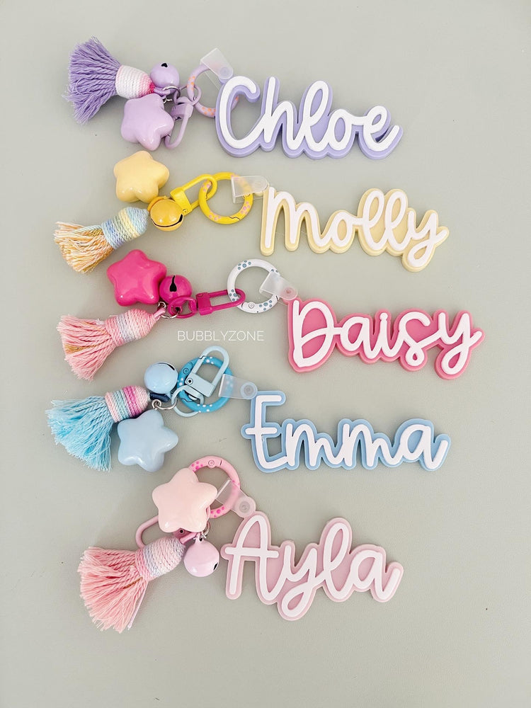 Personalised Acrylic Name Keychain with Tassel and Star Charm