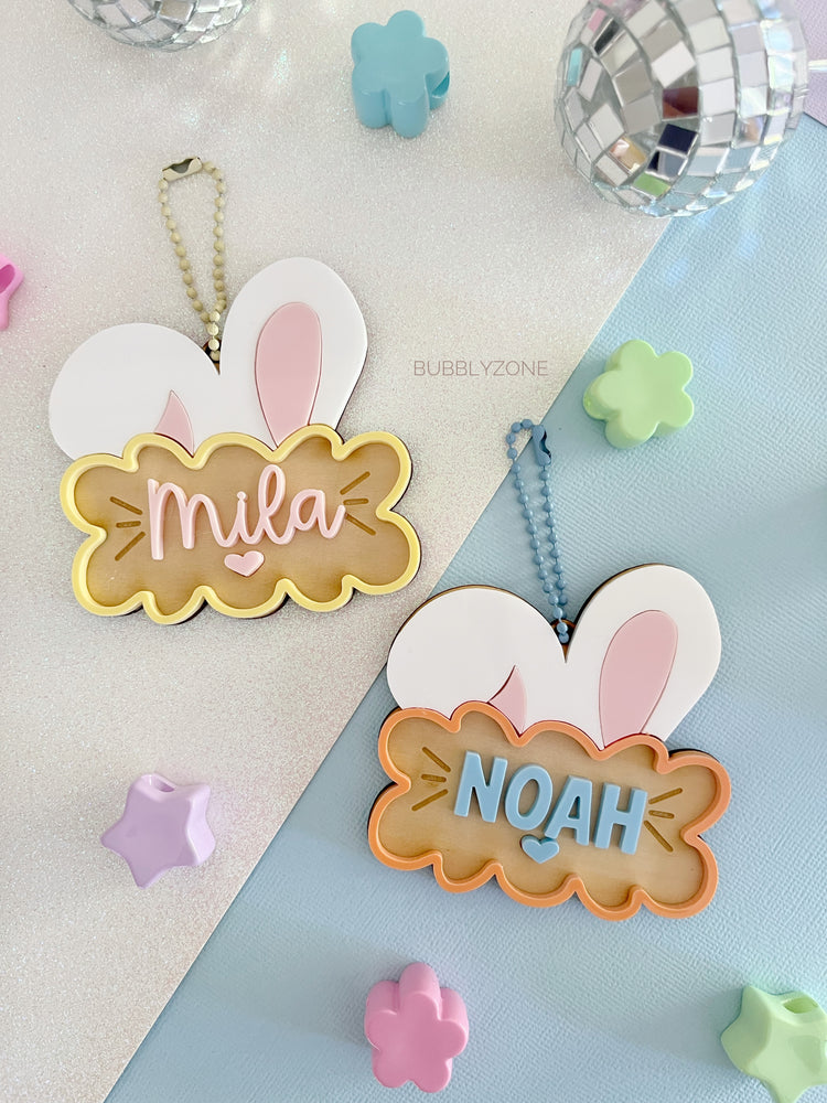 Personalized Kids Easter Bunny Ear Basket Tag
