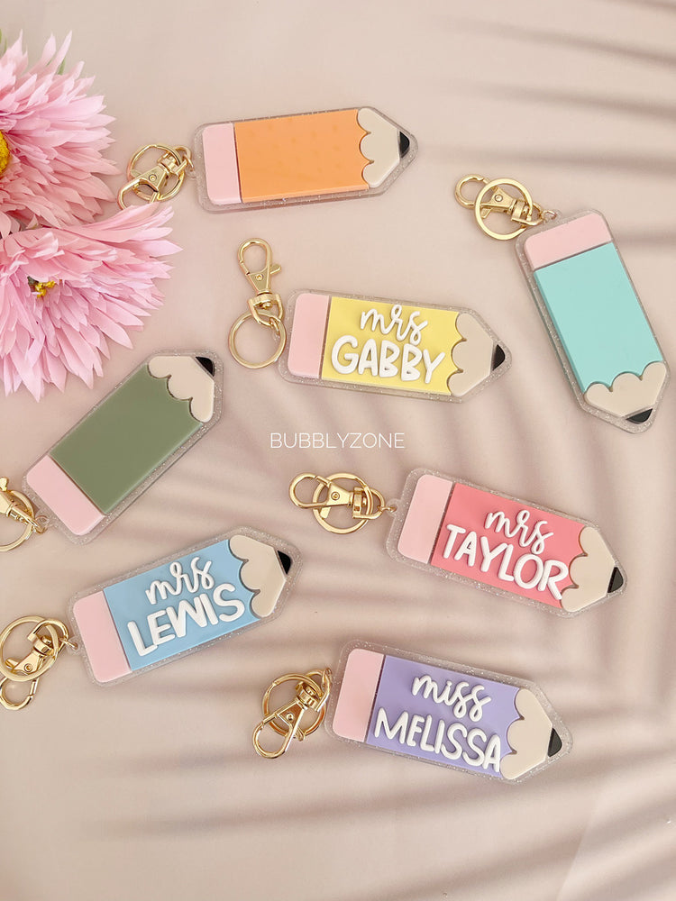 Personalised Teacher Acrylic Pencil Keychain