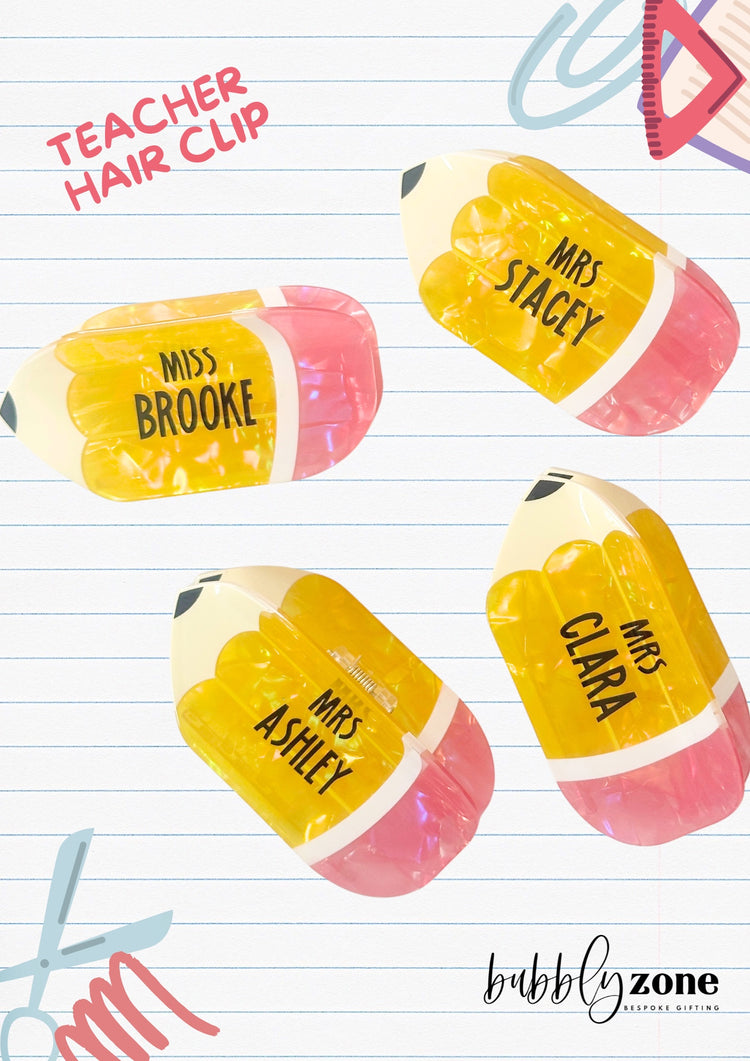 Personalized Pencil Hair Claw Clip