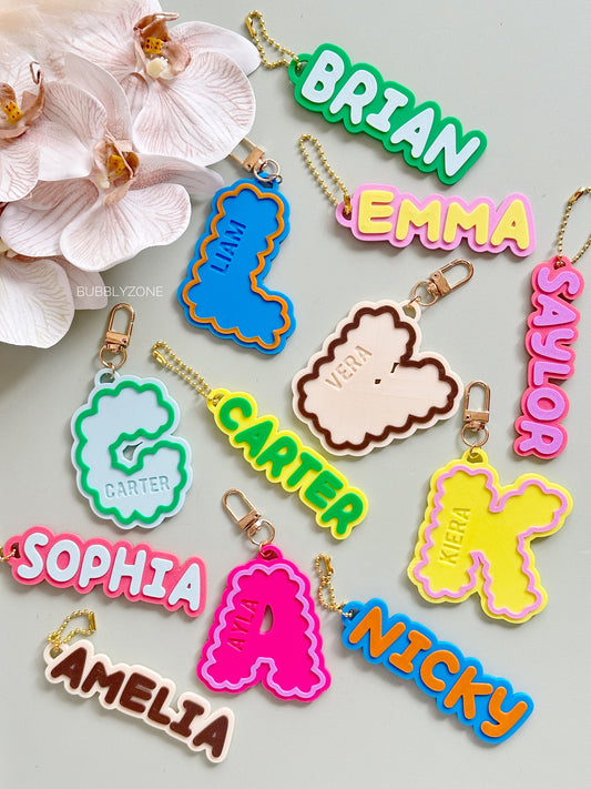 Personalised 3D Printed Name Bag Tag | Custom Kids School Bag Keychain |