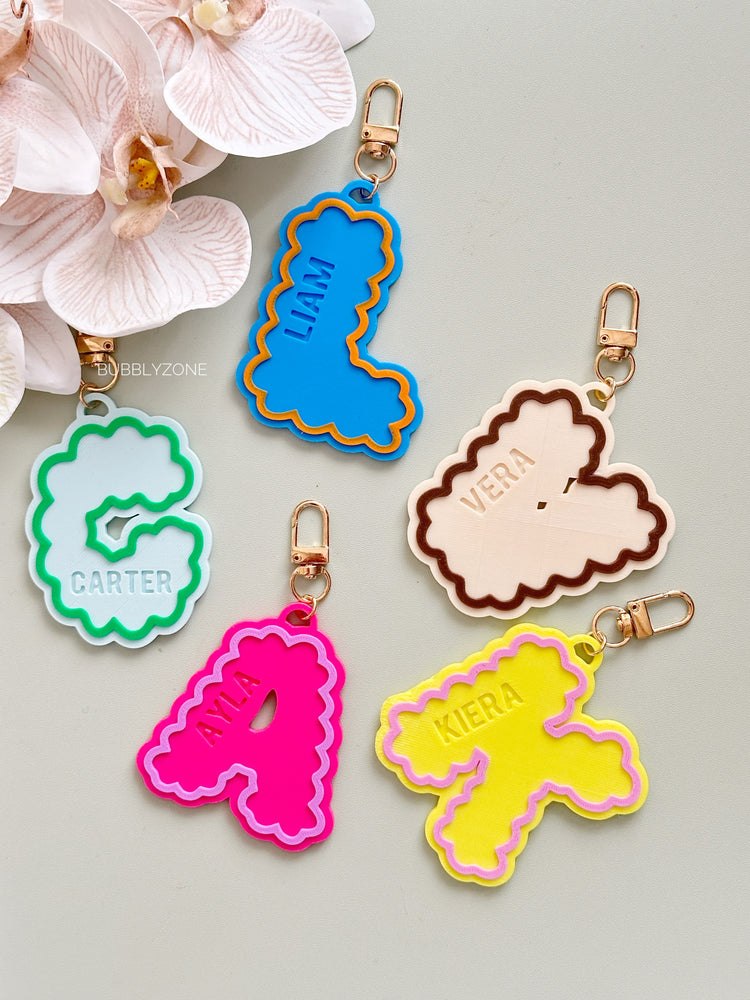 Personalised 3D Printed Name Bag Tag | Custom Kids School Bag Keychain |