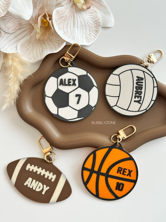 Personalised 3D Printed Sports Name Bag Tag