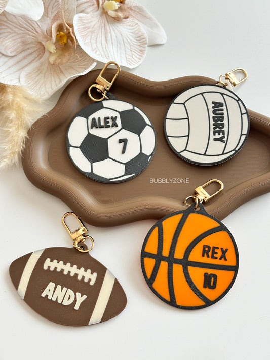 Personalised 3D Printed Sports Name Bag Tag