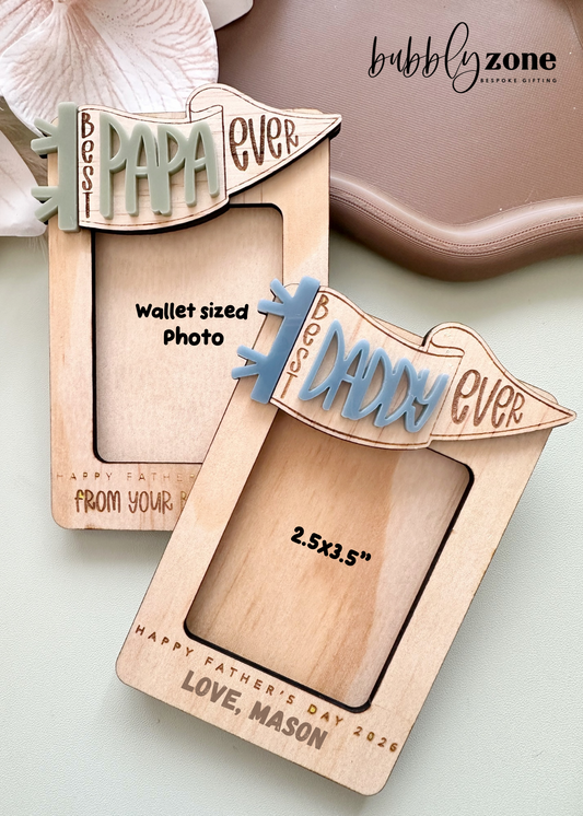 Personalized Best Dad Ever Pennant Fridge Magnet Photo Frame