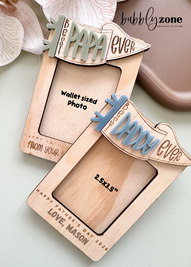 Personalized Best Dad Ever Pennant Fridge Magnet Photo Frame