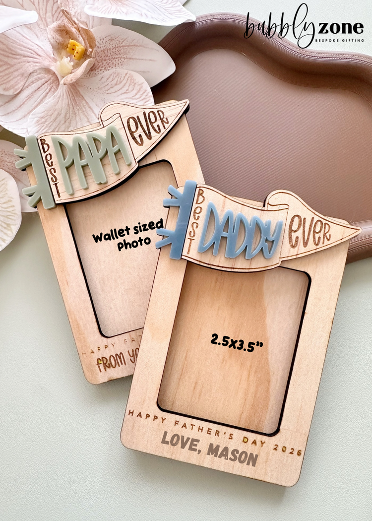 Personalized Best Dad Ever Pennant Fridge Magnet Photo Frame