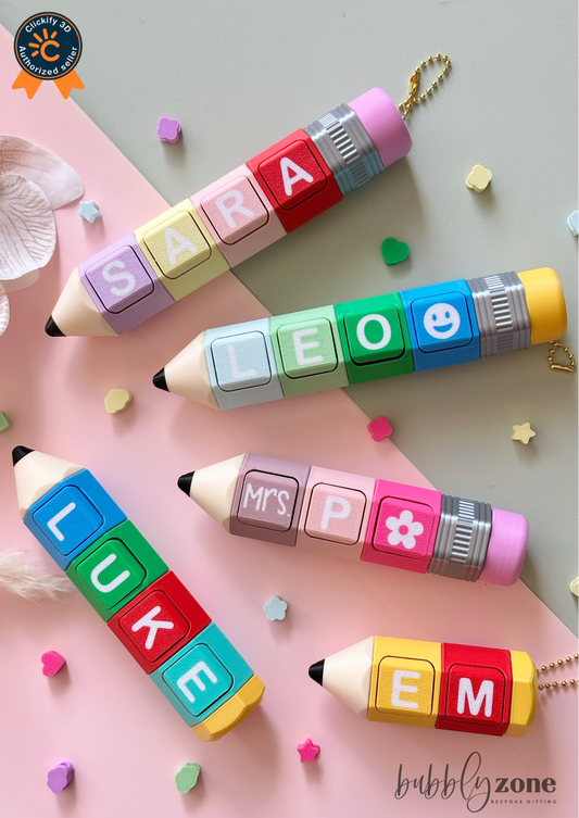 Custom 3D Printed Pencil Clicker Keychains