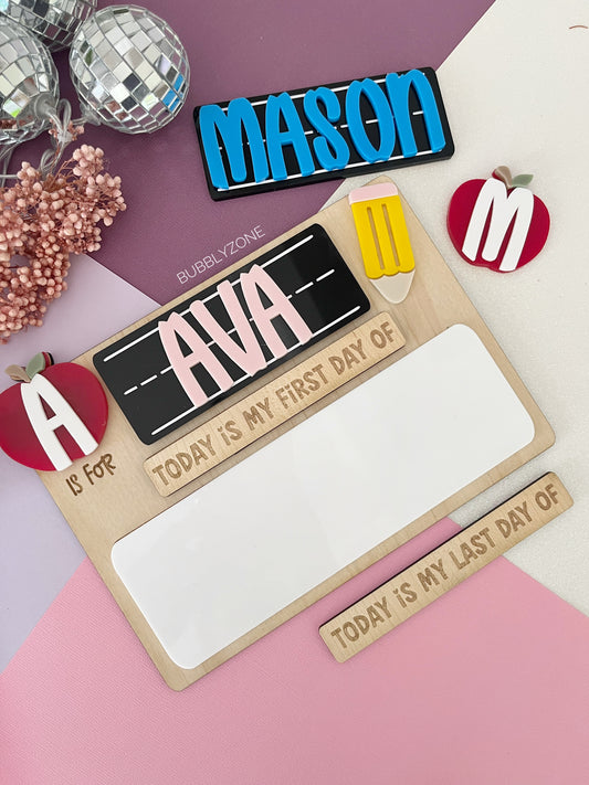 Personalised First and Last Day Of School Board (Interchangeable Sign)