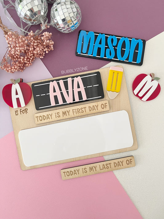 Personalised First and Last Day Of School Board (Interchangeable Sign)