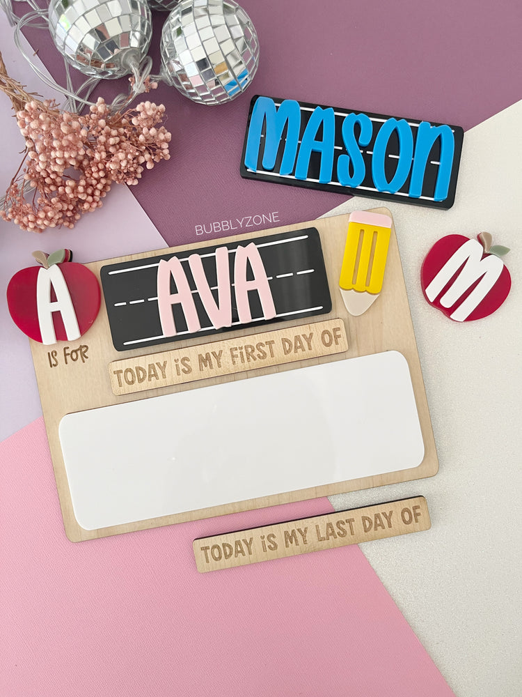 Personalised First and Last Day Of School Board (Interchangeable Sign)