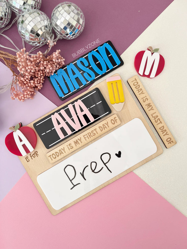 Personalised First and Last Day Of School Board (Interchangeable Sign)