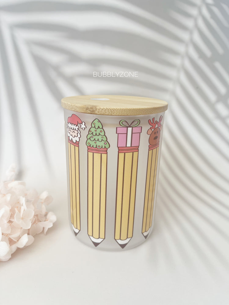 Christmas Pencil Erasers 17oz Handle Frosted Mug