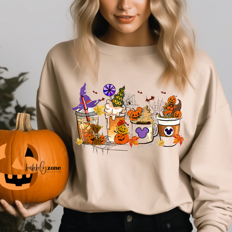 Halloween Pumpkin Spice Coffee Cup DTF Transfer Ready to Press