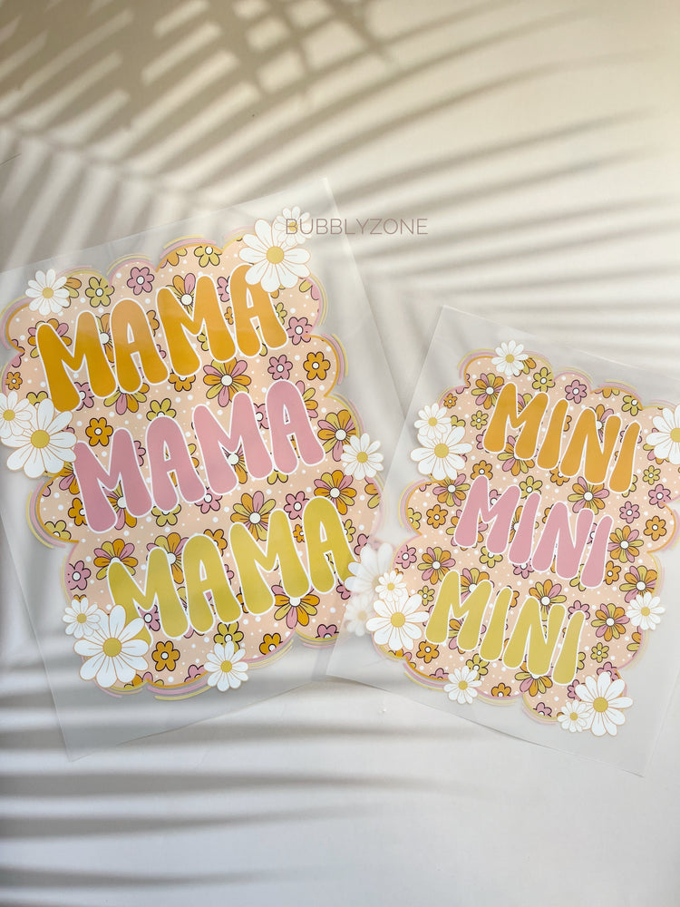 Set of 2 Mama and Mini Small Daisies DTF Transfer Ready to Press