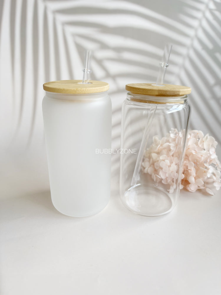 Blank 16oz Libbey Clear / Frosted Sublimation Glass Can