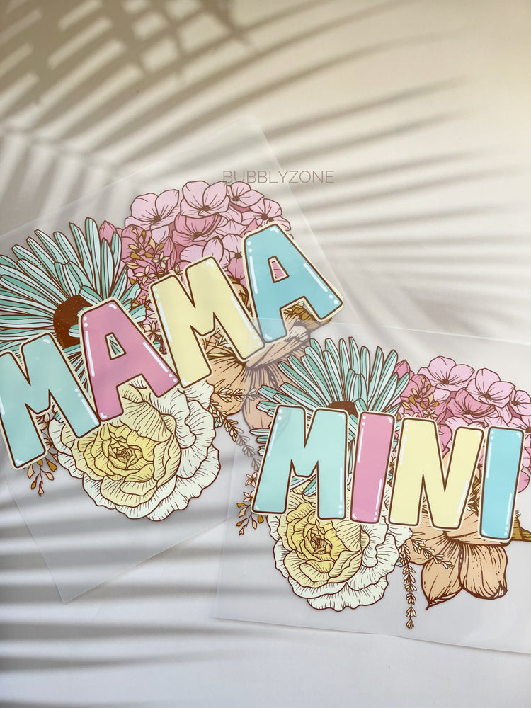 Set of 2 Mama and Mini Floral Design DTF Transfers Ready to Press