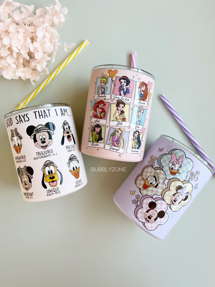 Kawaii Cartoon Princess Kids 10oz Matte Colour Insulated Tumbler