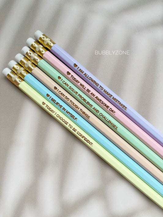 Personalised Affirmation Laser Engraved Pencils- Pack of 6