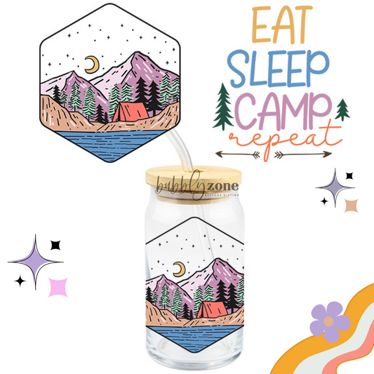 Eat Sleep Camp Repeat UV DTF Wrap