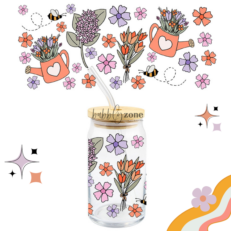 Floral Watering Can UV DTF Wrap