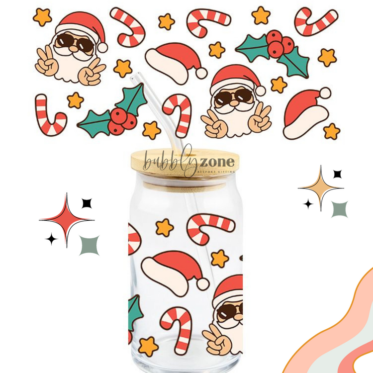 Santa and Candy canes UV DTF Wrap