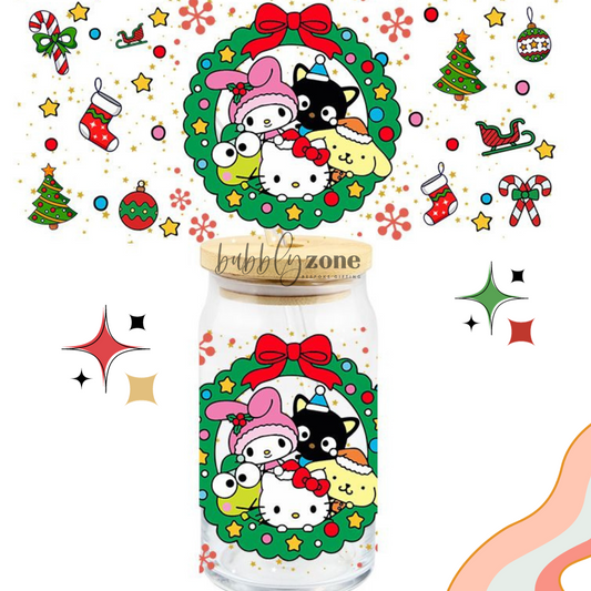 Kitty Cats and Christmas Wreath UV DTF Wrap
