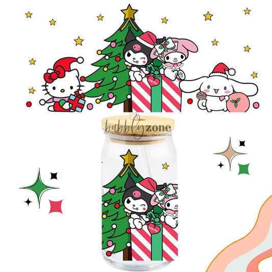 Kitty and Christmas Tree UV DTF Wrap