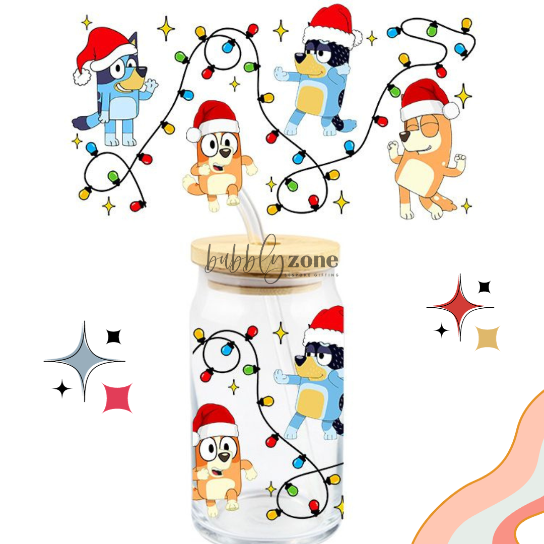 Bluey and Christmas Lights UV DTF Wrap – Bubbly Zone
