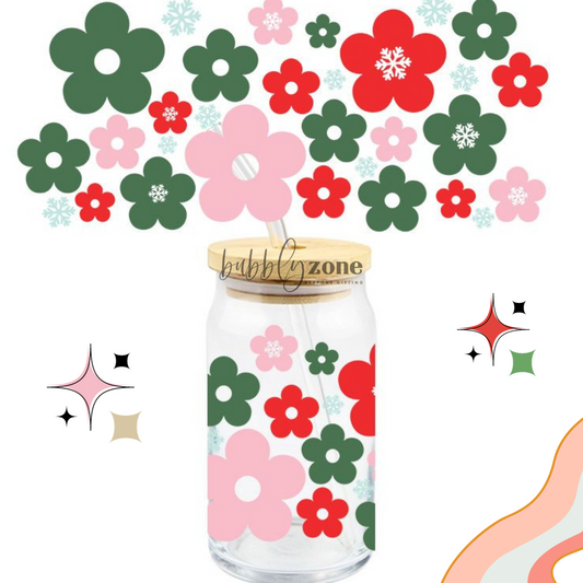 Christmas Snowflakes Floral UV DTF Wrap