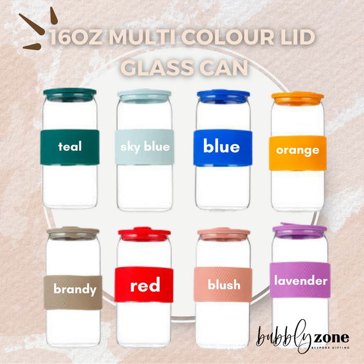 Blank 16oz Multi Colour Lid Libbey Glass Can