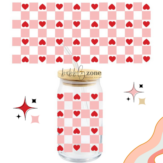 Checkered Love Hearts UV DTF Wrap