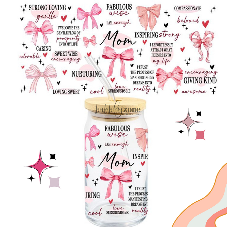 Pink Ribbons Mom UV DTF Wrap