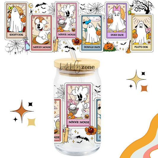 Mickey Mouse in Ghost Halloween Dress Up Tarot Card UV DTF Wrap