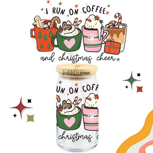 I Run On Coffee and Christmas Cheer UV DTF Wrap