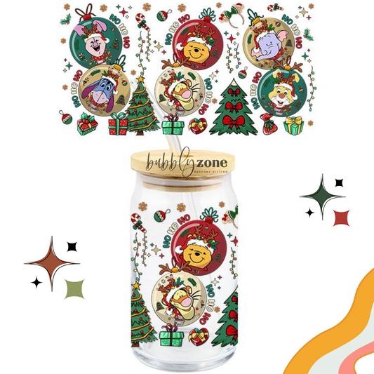Winnie the Pooh and Christmas Baubles UV DTF Wrap