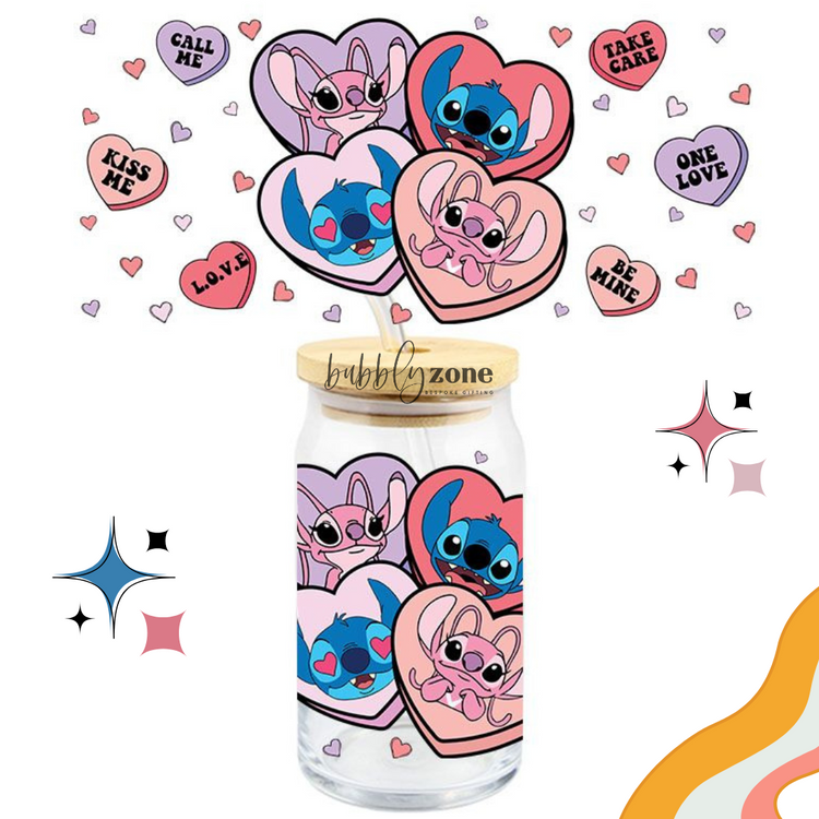 Heart Shaped Candy Stitch L.O.V.E UV DTF Wrap