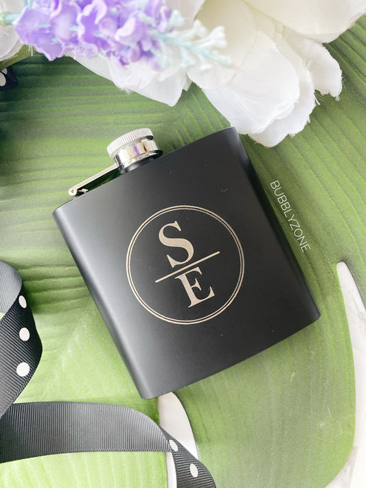 Engraved Initial Hip Flask
